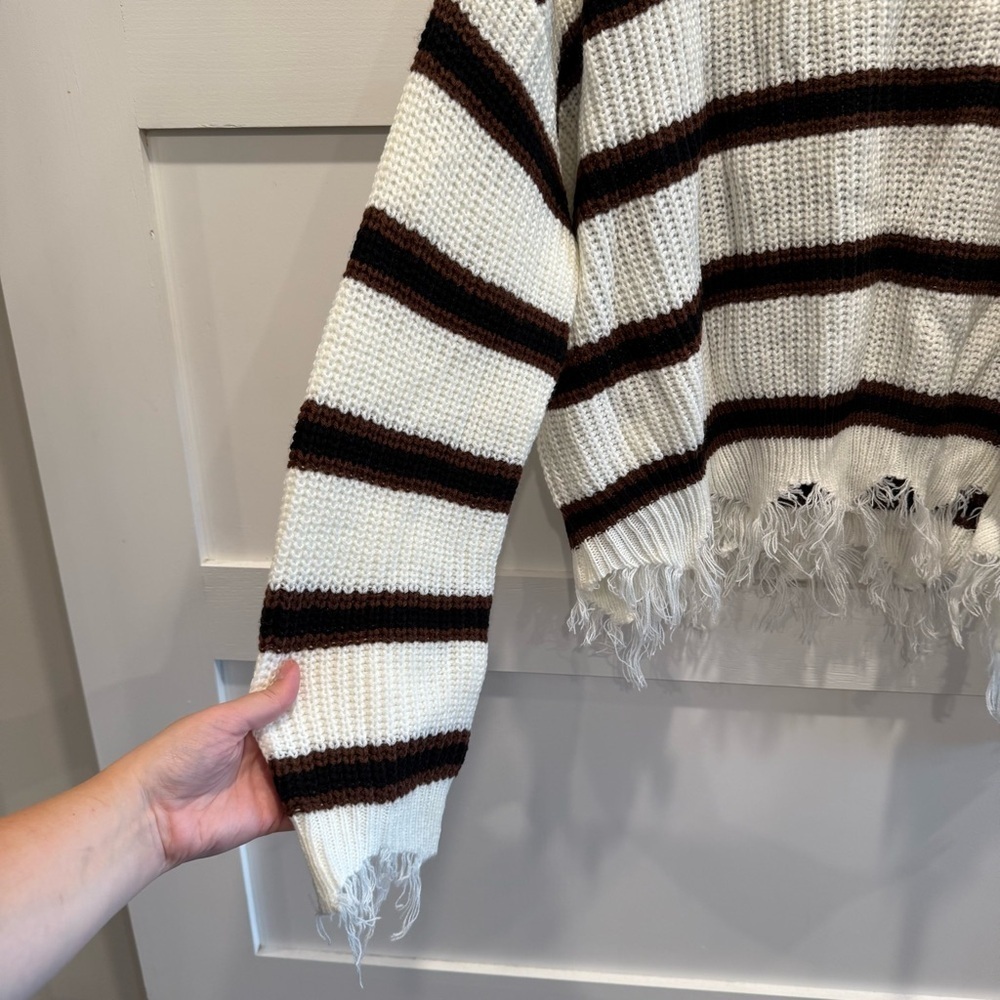Rue21 Frayed Hem Striped 2X Sweater - Picture 3 of 7